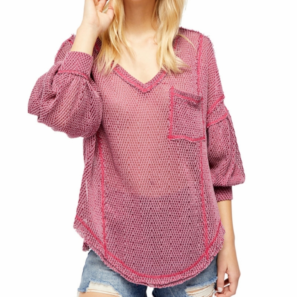 NWT Free People Patch Pocket V-Neck Small Sweater